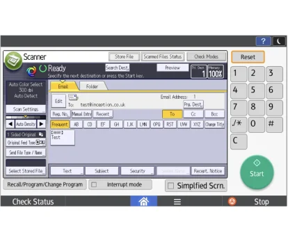 „Inception“ – „Scan-to-email“ funkcijos nustatymas