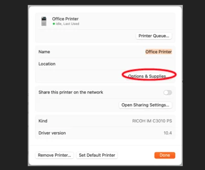 Inception - Kağıt Tepsileri (3 ve 4) ve Zımba Sonlandırıcıları için macOS Sürücüsüne Seçenekler Eklenmesi