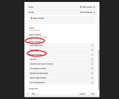 Inception - MacOS Yazıcı Sürücüsüne Mono Ön Ayarı Ekleme