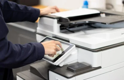 man using printer