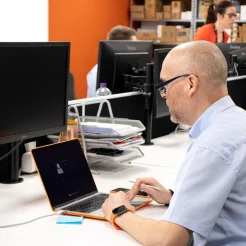 man at desk